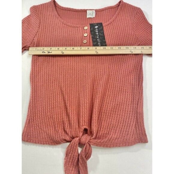 NWT Paper Crane Rust Crop Tie Front Soft Long Sleeve Top Women Size Small - Picture 7 of 8